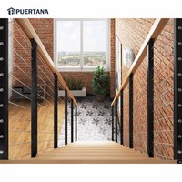 Escaliers droits duplex d'intérieur minimalistes industriels de luxe et kits modulaires de cas d'escalier avec des bandes de roulement en bois