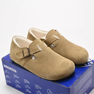 Dropshipping Winter Clogs Birkenstocks Shoes Fleece Clogs Flat Warm Anti-flip Fur Cork Shoes For Women Furry Slippers - Product Image 2