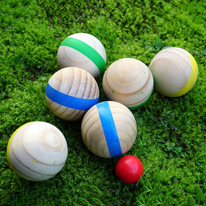 Enfants éducatifs en <span class=keywords><strong>bois</strong></span> à rayures colorées 7 boules de pétanque Beach School Party Game Team Competition in Sports Outdoor Playing Ball - Product Image 2