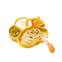Assiette d'alimentation pour bébé en silicone personnalisée avec base à forte succion, vaisselle divisée pour tout-petits, assiette en forme de chat, fabricant OEM ODM