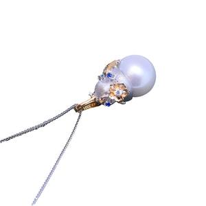 Collar con Colgante de Perla de Agua Dulce Blanca de 13-14 mm, Estilo Edison, Luz Intensa, Ligeras Imperfecciones, Plata S925 - Product Image 5