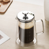 Carafe à café à piston en verre borosilicate double couche, résistante à la chaleur, avec filtre isolant, style minimaliste moderne, pour la maison et le partage, vente en gros