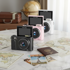 Lumière d'appoint LED, écran HD inclinable à 180 degrés de 3,0 pouces, 18 filtres, appareil <span class=keywords><strong>photo</strong></span> numérique 8K avec zoom numérique 18x et mise au point automatique - Product Image 1