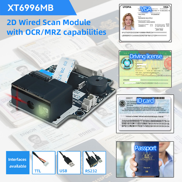 XT6996MB Government ID Scanner Module Passport OCR Embedded MRZ Reader