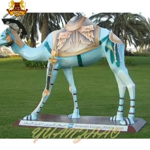 Peinture à la main grande statue colorée de chameau en résine sculpture personnalisée de statue de chameau en fibre de verre pour la décoration d'événement