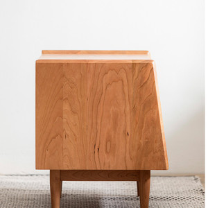 Table de chevet en bois de cerisier, meuble de rangement en bois massif pour chambre à coucher, style nordique, idéal pour petit appartement - Product Image 1