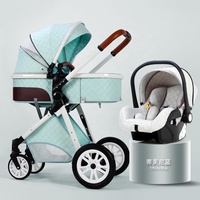 Poussette 3-en-1 Bolina, porte-bébé paysage élevé avec lumières LED, antichoc pour nouveau-nés et tout-petits