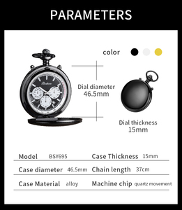 <span class=keywords><strong>Montre</strong></span> de poche BOSHIYA 47 mm, cadran lisse moderne personnalisé, mouvement à quartz pour <span class=keywords><strong>homme</strong></span>, calendrier, six aiguilles - Product Image 6
