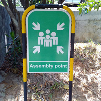 Panneau de signalisation de sécurité réfléchissant « Point d'assemblage en cas d'incendie » - Panneau en aluminium haute visibilité pour évacuation d'urgence