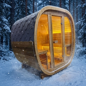 Sauna traditionnel à vapeur pour 4 adultes, cabane extérieure en cèdre et épicéa carbonisé, sauna personnalisable pour jardin et villa - Product Image 1