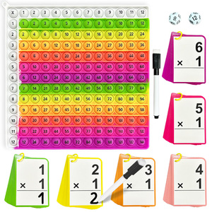 Jogo de Tabuleiro da Tabela de Multiplicação Montessori, Brinquedo Educacional de Matemática com Bolhas Pop, Flashcards e Conjunto de Canetas Apagáveis - Product Image 1