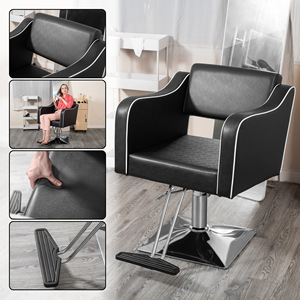 Silla de Peluquería Hongzi Negra, Ajustable en Altura, de Acero Inoxidable, para Uso Comercial - Product Image 2