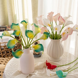 Mini Lirios Calla de PU, Suministro Transfronterizo AliExpress, Estambres Amarillos, Flores Artificiales, Flores para Bodas, Venta al por Mayor - Product Image 1