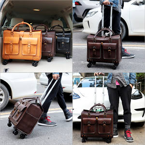 Bolsos de viaje de cuero genuino para hombre y mujer, conjunto de maletas de negocios, <span class=keywords><strong>ruedas</strong></span> de 19 pulgadas, bolsos de viaje para <span class=keywords><strong>piloto</strong></span> - Product Image 6
