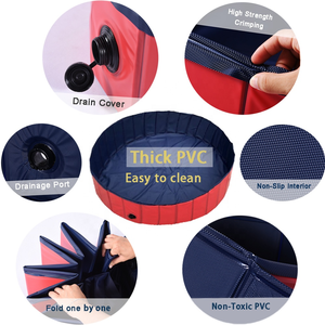 P & D, gran oferta, piscina portátil <span class=keywords><strong>para</strong></span> <span class=keywords><strong>perros</strong></span>, redonda, <span class=keywords><strong>plegable</strong></span>, de PVC con estampado de logotipo, suministros de baño impermeables <span class=keywords><strong>para</strong></span> mascotas <span class=keywords><strong>para</strong></span> niños - Product Image 2