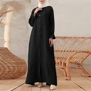 2023 New Muslim Fashion Abaya Casual Solid Color Islamic Women's Dress Abaya