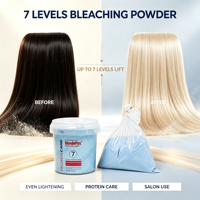 Poudre décolorante anti-jaunissement extra forte sans dommages pour usage professionnel en salon, décoloration intense jusqu'à 9+ niveaux