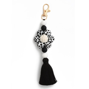 Nouveau Design Bohême Silicone Perlé Marguerite Fleur Porte-clés <span class=keywords><strong>Bebo</strong></span> Perle Gland Fleur Sac Accessoire Pendentif Charme MAMA Cadeaux Chat - Product Image 6