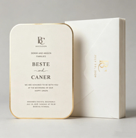 Ensemble de papeterie de mariage personnalisé haut de gamme, enveloppes, papier kraft fantaisie, tampon doré, design personnalisé, expédition rapide des échantillons