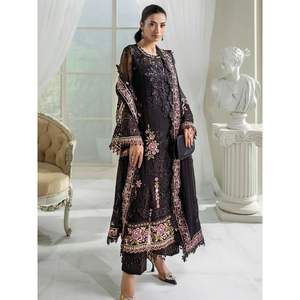 Colección Formal: Vestido de Gasa Bordado – Traje de Fiesta Pakistaní de 3 Piezas (Sin Coser/Confeccionado) para Mujer - Product Image 1