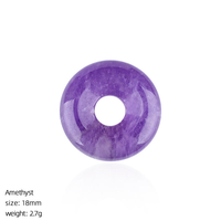 Pendentif Donut Boucle de la Paix en Pierre Naturelle 18mm, Style Ethnique Chinois, Agate à Grand Trou, Pendentif Rétro en Cristal pour Bijoux DIY