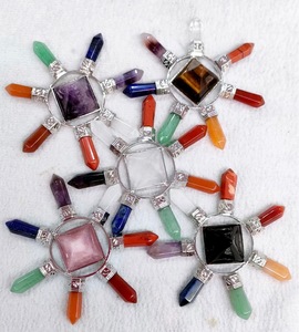 Venta al por mayor pequeña pirámide cristal Material hecho a mano siete Chakra consolidado lápiz punto ágata Natural piedra meditación Feng Shui - Product Image 1
