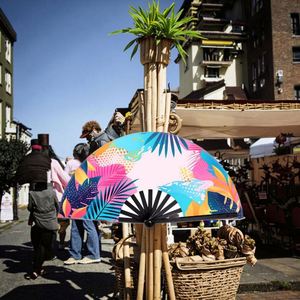 พัดไม้ไผ่แบบดั้งเดิม BSBH ขนาด 33 ซม. ผ้าเป็นมิตรกับสิ่งแวดล้อม ลายเพ้นท์ประวัติบริษัท ประวัติศาสตร์องค์กร ศิลปะพื้นบ้าน ของที่ระลึกสำหรับพนักงาน - Product Image 4