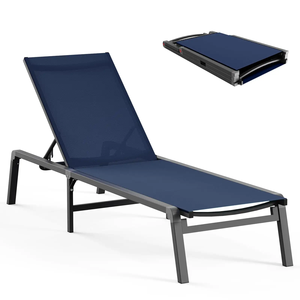 Hiện Đại Ngoài Trời Nhôm Không Thấm Nước Có Thể Gập Lại Sun Lounger Ghế Kim Loại Di Động Hồ Bơi Patio Đồ Nội Thất Cho Biệt Thự Cho Tắm Nắng Hồ Bơi - Product Image 5