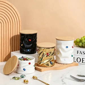 Wholesale hand-squeezable airtight <b>jars</b> <b>with</b> <b>lids</b> and rhinestone embellishments for household grains, tea, and dried fruits. - Product Image 1