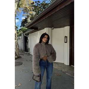 Parka Larga de Piel de Oveja Recubierta de Visón con Botones Decorativos y Estampado Teñido, Talla Grande, de Algodón Genuino - Product Image 2