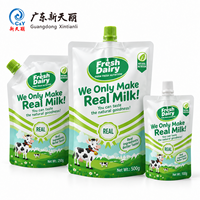 Sachets souples écologiques à bec verseur pour emballage de lait et liquides, imprimés sur mesure, qualité alimentaire