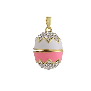 P76 Nouveauté, Meilleure Vente : Breloques Pendentifs Œuf Style <span class=keywords><strong>Fabergé</strong></span> en Laiton Plaqué Or 18K, Émail et Cristal <span class=keywords><strong>de</strong></span> Zircon, pour la Fabrication <span class=keywords><strong>de</strong></span> Pendentifs, Vente en Gros - Product Image 2