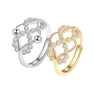 Bague à perles rotatives sertie de zircons, en cuivre plaqué or, motifs croix infinie, bijoux anti-anxiété pour femmes - Product Image 5