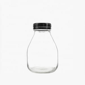 16oz Empty square Beverage Milk <strong>Glass</strong> Bottle and <strong>Temper</strong> Proof Screw Plastic Lid - Product Image 1