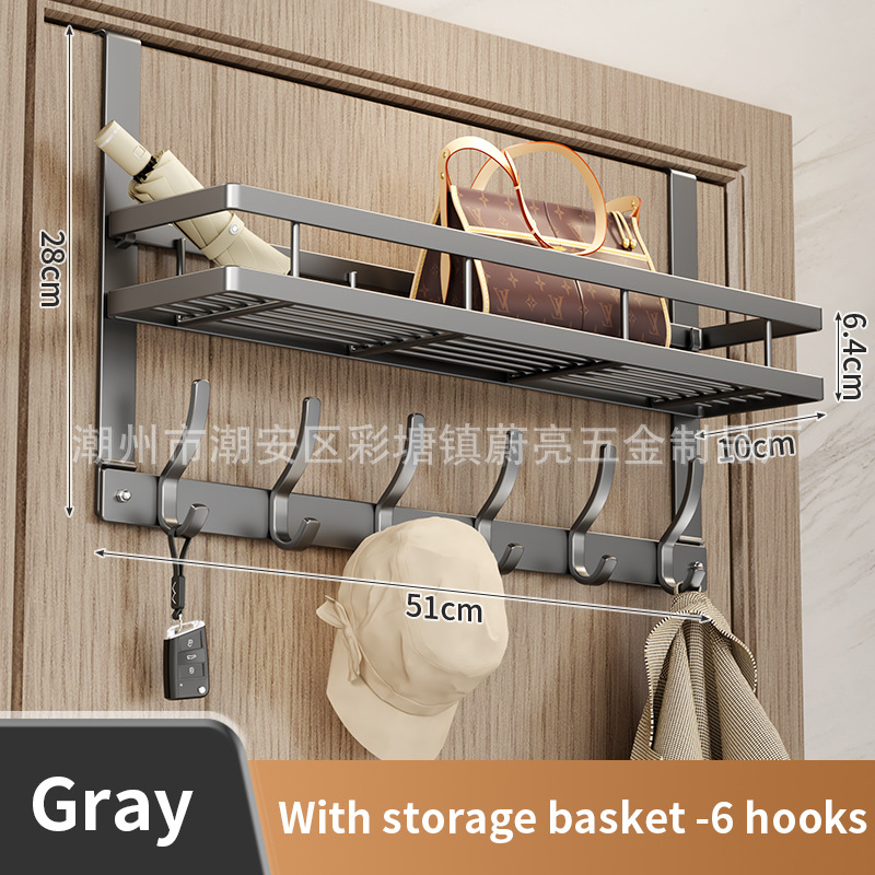 Door hook + shelf [gray 6 hooks]