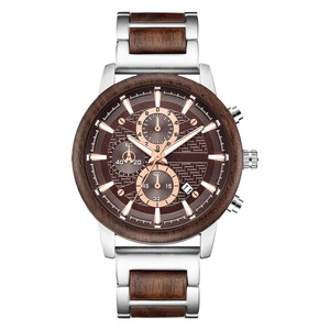 Jam Tangan Pria Mewah Tahan Air <span class=keywords><strong>3</strong></span> Bar dengan Logo Kustom Populer 2026, Kronograf Bisnis, Quartz, Logam dan Kayu - Product Image 1