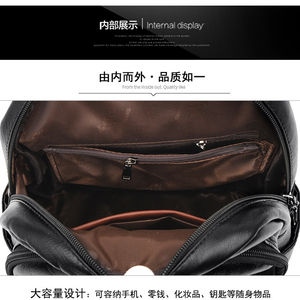 Casual <b>Backpack</b> School Bag for Girls Double Zipper Leisure Shoulder Bags Leather <b>Women's</b> <b>Backpack</b> - Product Image 6