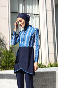 工厂低价中庸长袖伊斯兰服装泳衣3pc传统穆斯林服装布基尼泳装 - Product Image 4