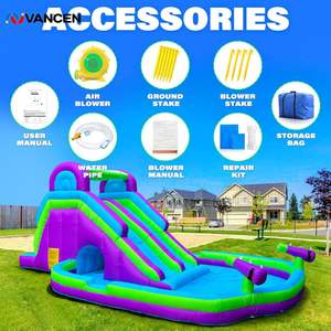 Toboggan aquatique gonflable <span class=keywords><strong>pour</strong></span> enfants, double toboggan et mur d'escalade avec <span class=keywords><strong>piscine</strong></span> à jets d'eau, château gonflable extérieur en Oxford, amusement estival, livraison rapide - Product Image 4