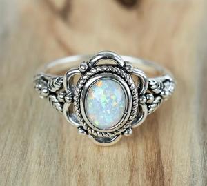Natural <b>Opal</b> Oval <b>Ring</b> in 925 Sterling Silver | 8x6 MM Genuine <b>Opal</b> Gemstone <b>Ring</b> | Handmade Fine Jewelry | 2.90g - Product Image 3