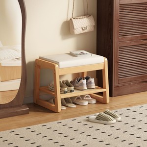 Este taburete para cambiar zapatos es un mueble para zapatos y un banco para el hogar que se puede usar como asiento en la entrada. - Product Image 2