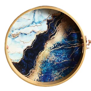Wooden Round <b>Tray</b> With Painted Design For <b>Tea</b> Coffee Serving And Snacks - Product Image 5