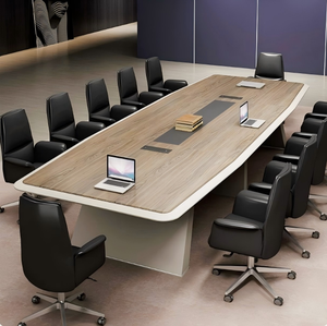 Juego de mesa y silla de negociación de tiras largas de madera maciza <span class=keywords><strong>para</strong></span> salas de reuniones y <span class=keywords><strong>espacios</strong></span> de <span class=keywords><strong>conferencias</strong></span>, muebles de oficina sencillos y modernos - Product Image 1