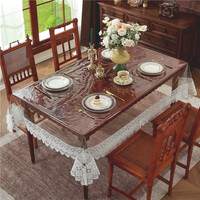 Nappe rectangulaire en PVC transparent, dentelle soluble dans l'eau, résistante à la chaleur, facile à nettoyer, anti-rayures pour la salle à manger familiale, livraison gratuite à domicile