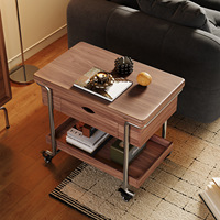 Table basse convertible moderne de style italien, luxe léger, en bois massif, multifonctionnelle, chariot de rangement mobile pour collations, mobilier de maison