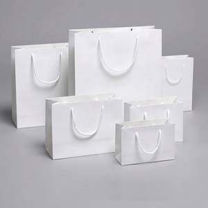 Sacs en papier pour cadeaux de mariage en gros, recyclables, sacs en papier personnalisés pour les achats, sacs en papier blancs marbrés - Product Image 3