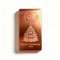 Barre de cuivre de Noël 1 kg, pureté 99,9 %, gravée au laser, finition brossée, cadeau