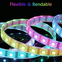 Bande LED WS2815 12V 5050RGB pour aménagement paysager extérieur, étanche IP68, pixels adressables, lumière pleine couleur, reprise de la continuité à l'endroit où la bande est coupée, SK6812