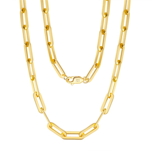 Collar de Cadena de Eslabones Tipo Clip de Alta Calidad Yulia S925 Hecho en Italia, Chapado en Oro Sólido de 18K sobre Plata de Ley, Moderno, para Mujeres y Hombres - Product Image 1