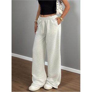 กางเกงวอร์มขายาวทรงหลวมเอวยางยืดสำหรับผู้หญิง มีเชือกผูกเอว มีกระเป๋า ผ้าคอตตอนเทอร์รี่ระบายอากาศได้ดี - Product Image 4